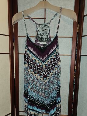 Maurices Purple and Teal Printed Racerback Tank